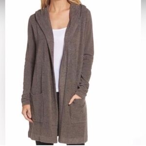 Barefoot dreams brown mocha hooded cardigan size large